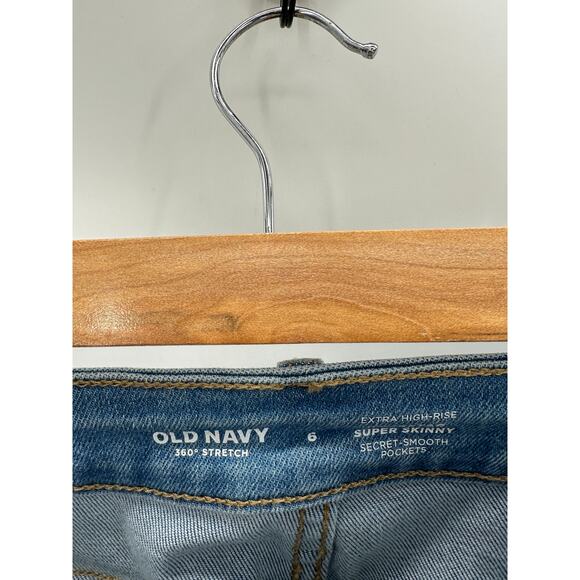 Old Navy Extra High Rise Rockstar Super Skinny Blue Jeans Women's Size 6 - Picture 5 of 8